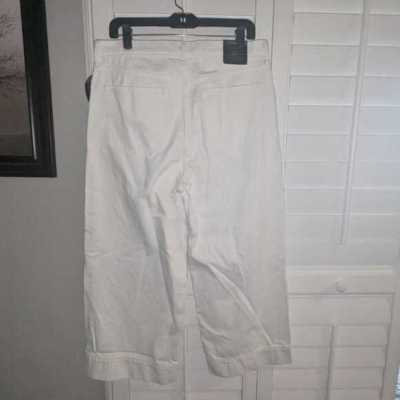 NEW Banana Republic High Rise Waisted Wide Leg Cropped Light Colored Jean Pants - Picture 4 of 5
